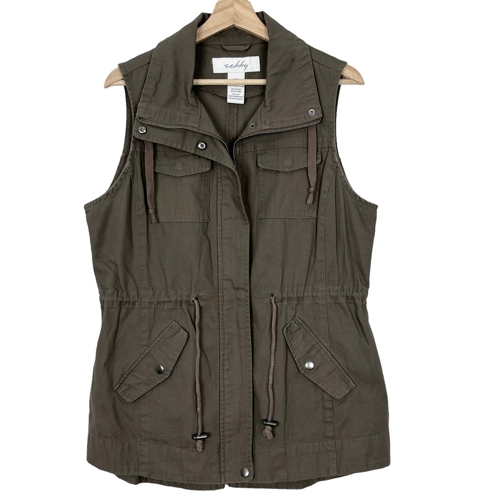 Sebby Cinder Drawstring Cargo Utility Vest
